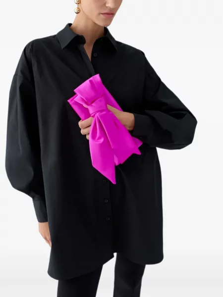 Geantă plic Carolina Herrera cu funde din satin roz