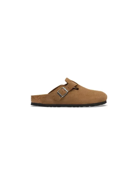 Birkenstock klapki mules zamszowe Boston Suede Leather brązowe