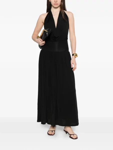 Maxi rochie maxi Aya Muse cu gât halter de costum negru