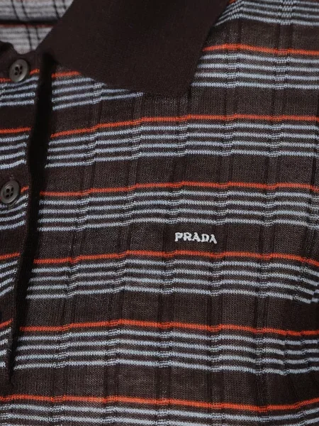 Tricou polo Prada de mătase maro