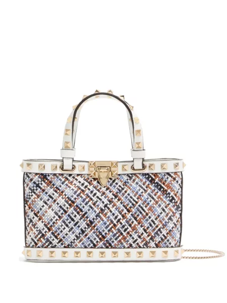Mini material textil geantă shopper Valentino Garavani mini alb