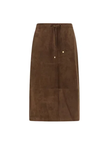 Spódnica skórzana Max Mara brązowa