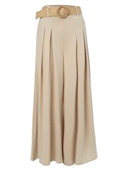 Influencer Hlače z naborki bež