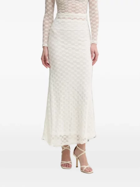 Fusta maxi Bardot alb