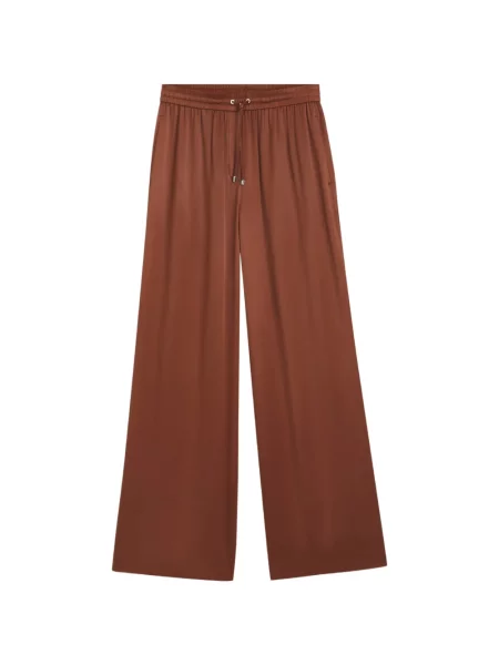 Pantaloni Boss din satin cu cordon maro