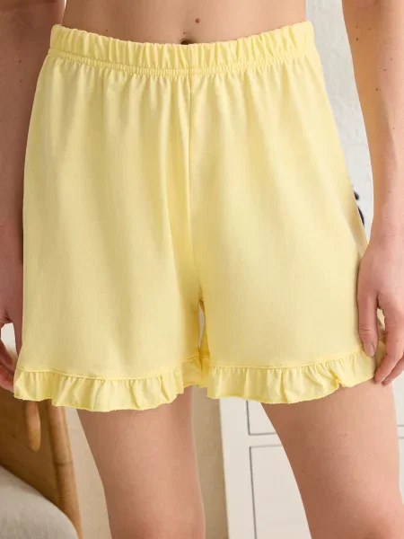 Trendyol Pantaloni scurți albastru deschis / galben deschis / negru alb
