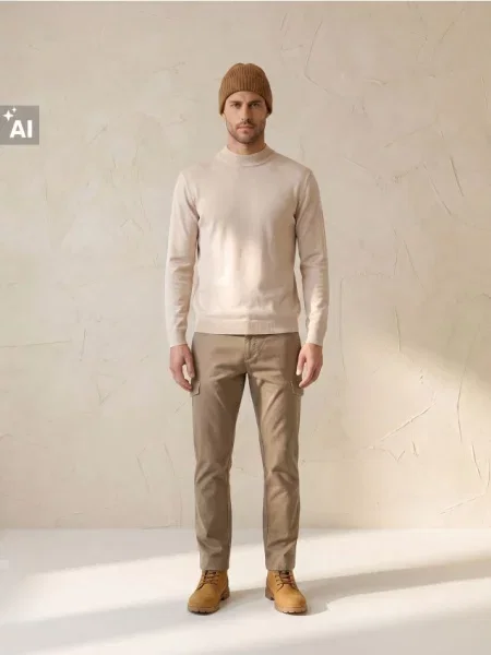 Sinsay slim chino kalhoty hnědá