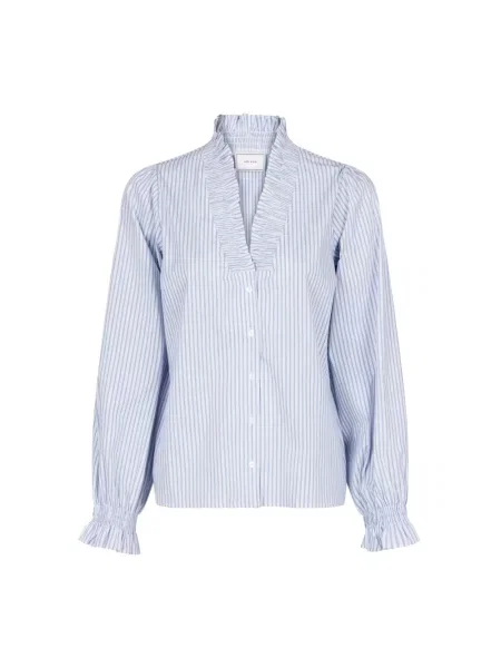 Koszula Neo Noir w paski z rękawami balonowymi niebieska
