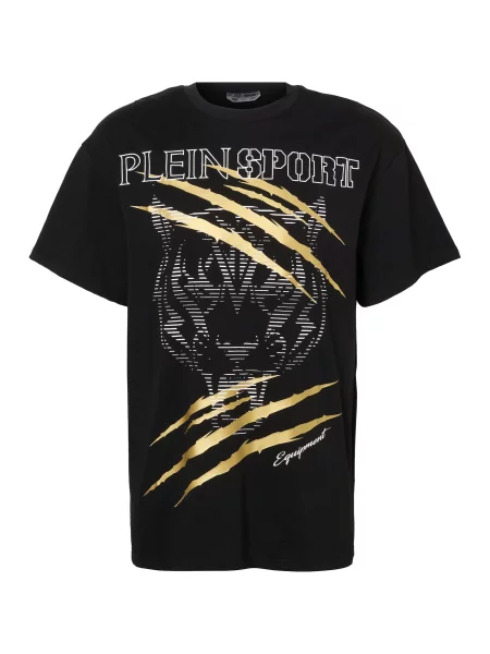 Plein Sport Tricou Tiger Golden Scratch auriu / negru alb