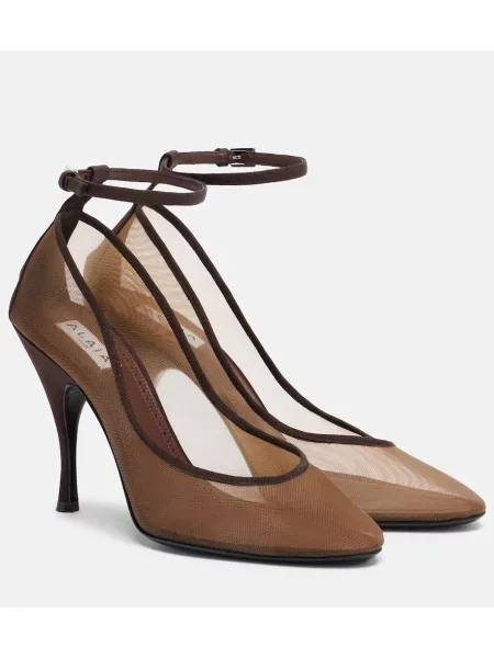 Pantofi cu toc Alaïa plasă maro