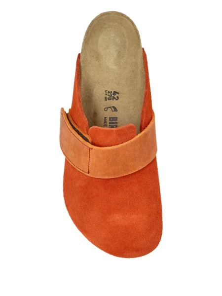 Papuci tip mules Birkenstock din piele cu bretele portocaliu