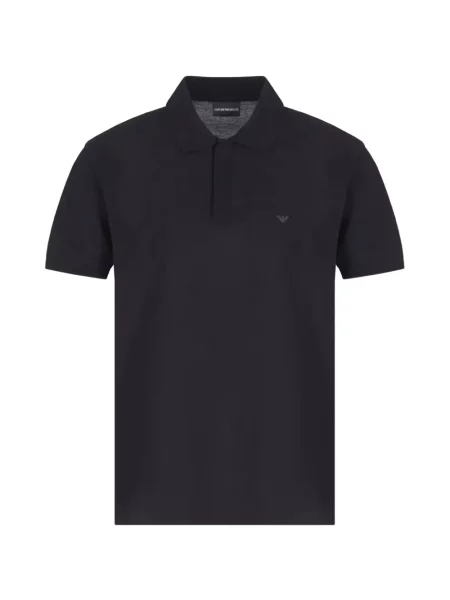 Tricou polo Emporio Armani cu autograf negru