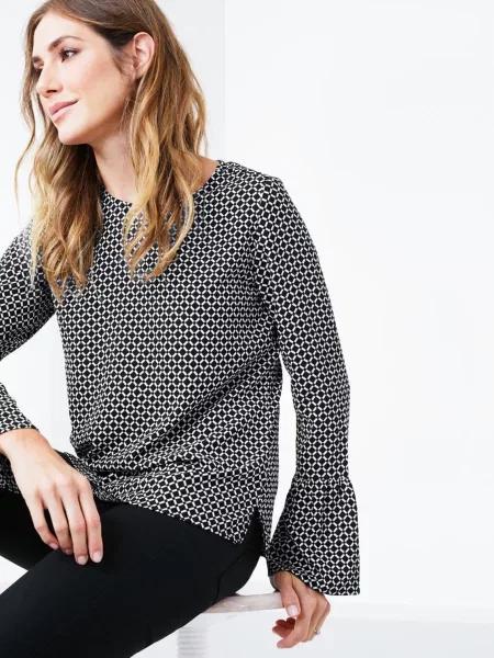 Tchibo Блуза з довгим рукавом Білий/чорний біла