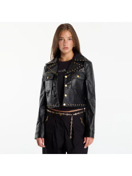 Bunda Michael Kors Studded Fx Leather Jacket Black černá