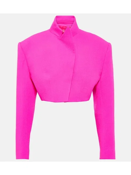 Kurtka Alexandre Vauthier wełniana o krotszym kroju różowa
