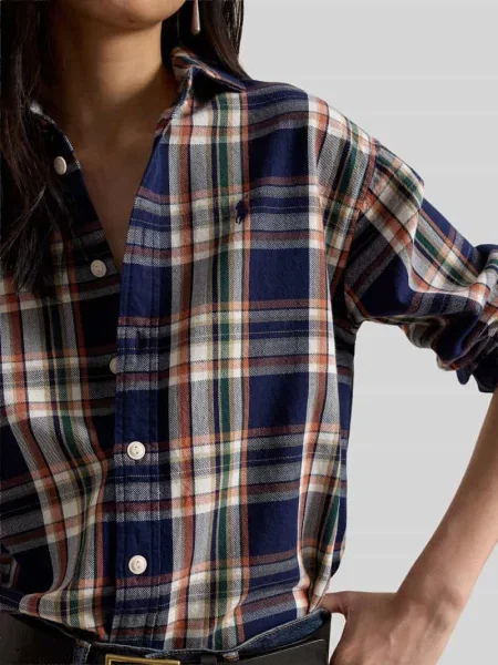Bluzka koszulowa o kroju regular fit z czystej bawełny Polo Ralph Lauren pomarańczowa