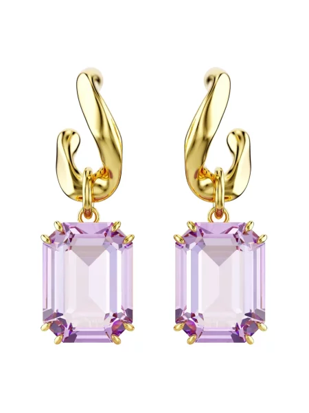 Lniane kolczyki Swarovski fioletowe