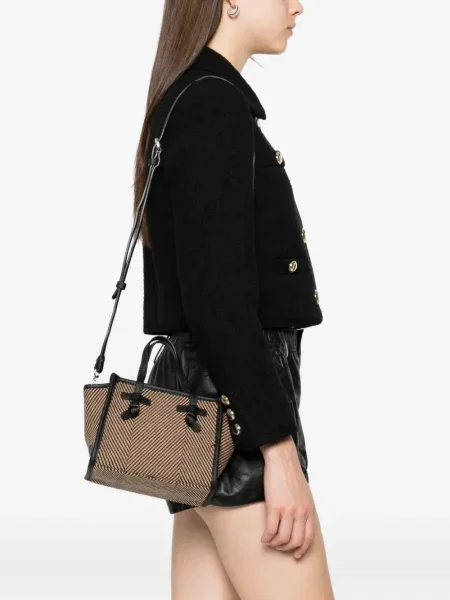 Geantă shopper Gianni Chiarini cu model herringbone negru
