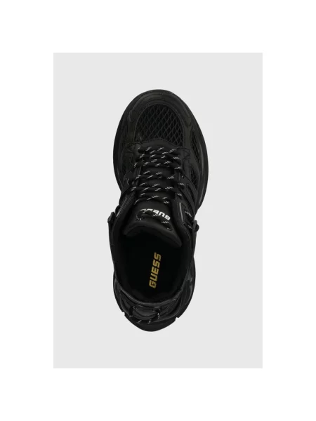 Sneakersy Guess z logo skórzane czarne