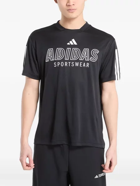 Antrenament grafic tricou Adidas Spezial de jumătate de fermoar negru