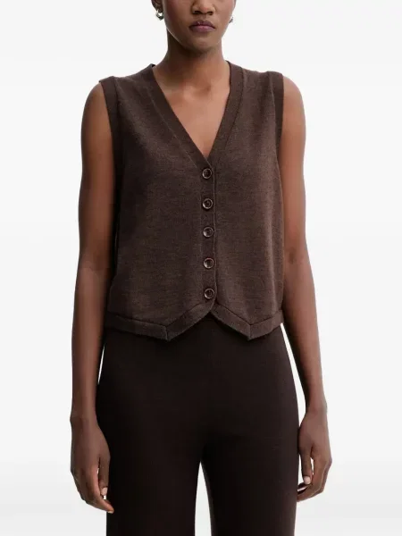 Pleteni top Sessun s V-izrezom smeđa