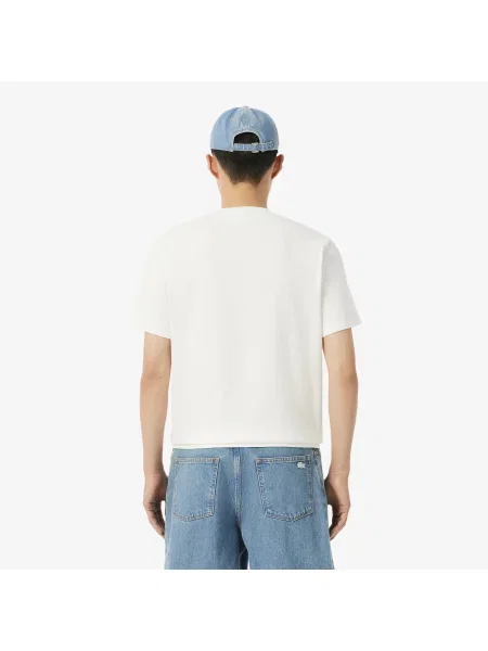 Lacoste Koszulka Z Grubego Dżerseju Landscape Crocodile biały