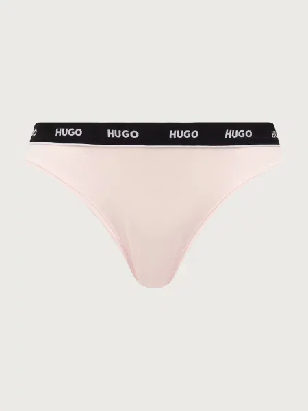 HUGO tangá dámske s elastanom TRIPLET THONG STRIPE ružová