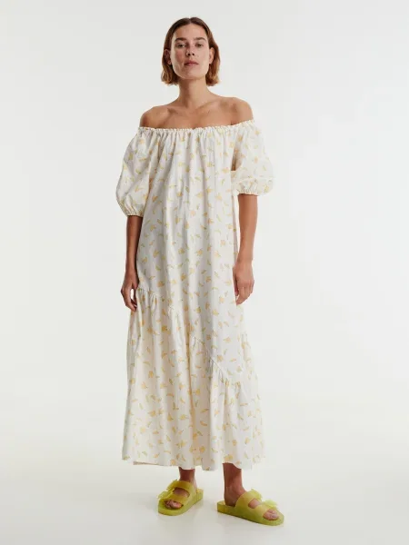 EDITED Rochie de vară ALUNA lână / galben pastel alb