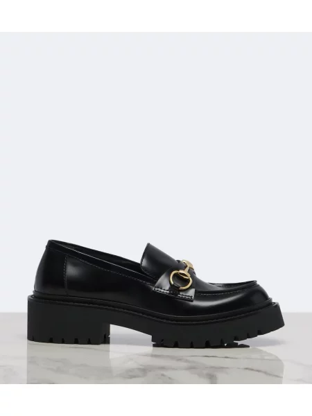 Pantofi loafer Gucci din piele cu platformă negru