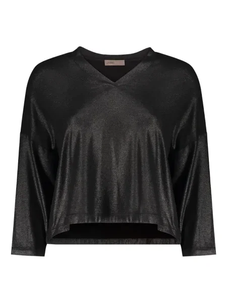 Top Herno cu decolteu în V negru