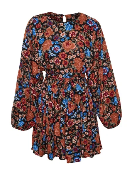 Trendyol Rochie azur / verde / roșu ruginiu negru