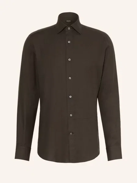 Zegna Košile Cashco Regular Fit khaki