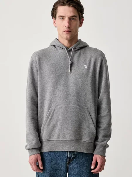 Trussardi pulover s kapuco bombažen siva