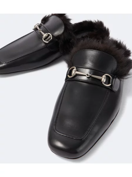 Papuci tip mules Gucci din piele negru
