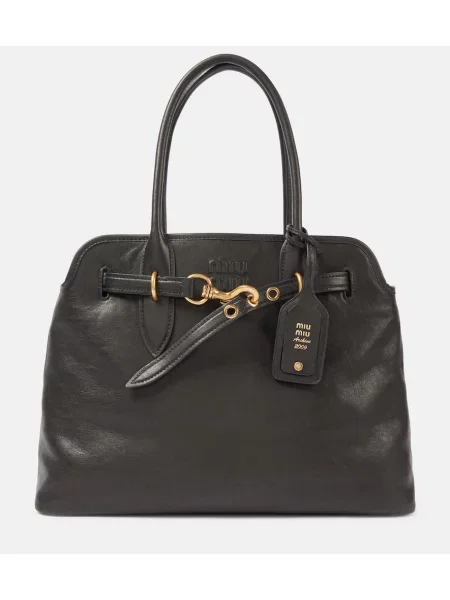 Usnjena torbica Miu Miu črna