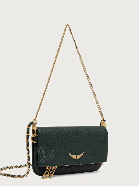 Zadig&Voltaire keresztpántos táska női bőr ROCK NANO GRAINED LEATHER zöld