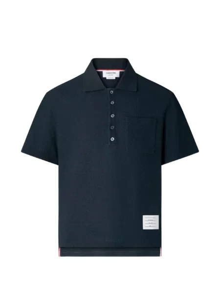 Tricou polo Thom Browne tricotate albastru