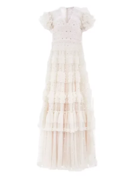 Odgovarati haljina Needle & Thread sa šljokicama bijela