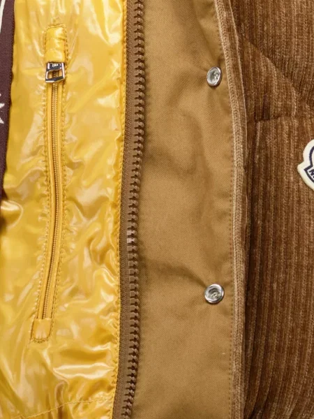 Geacă Moncler de catifea cord maro