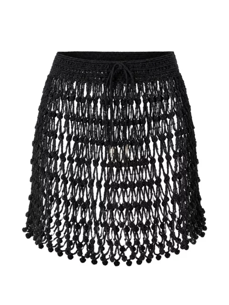 Плетена пола Guess с ресни черно