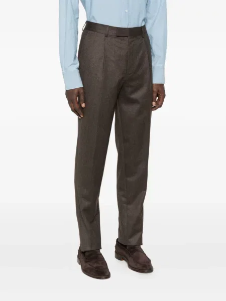 Pantaloni Zegna plisate maro