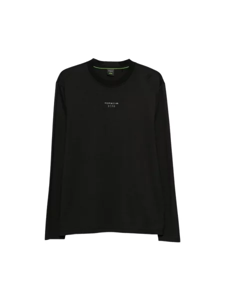 BOSS Green longsleeve z lyocellem TS_PS Long czarna
