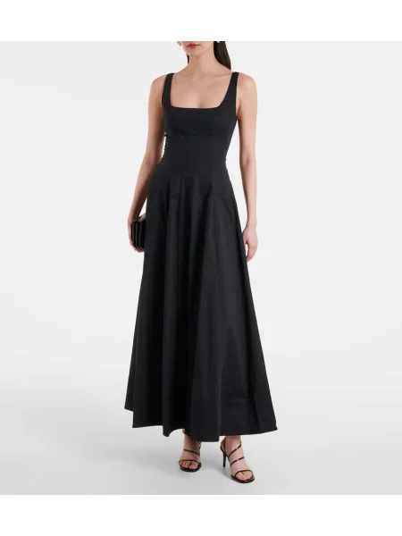 Rochie midi Staud plisată până la genunchi de costum negru