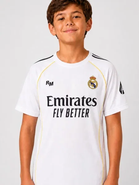 Koszulka domowa Kylian Mbappé Real Madrid dla dzieci biała