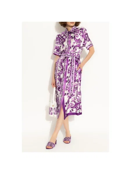 Sukienka Dolce And Gabbana z nadrukiem fioletowa