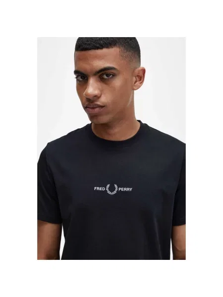 T-shirt FRED PERRY Embroidered T-Shirt Black S crna