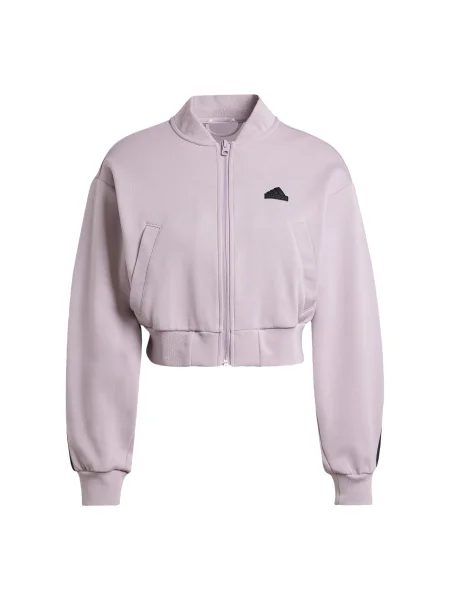 Суичър с качулка Adidas Sportswear с качулка на райета виолетово