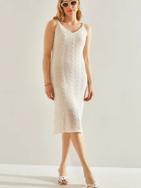 Bianco Lucci Rochie tricotat ecru