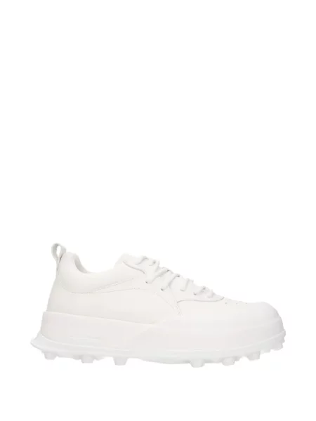 Sneakerși Jil Sander cu șireturi din piele alb