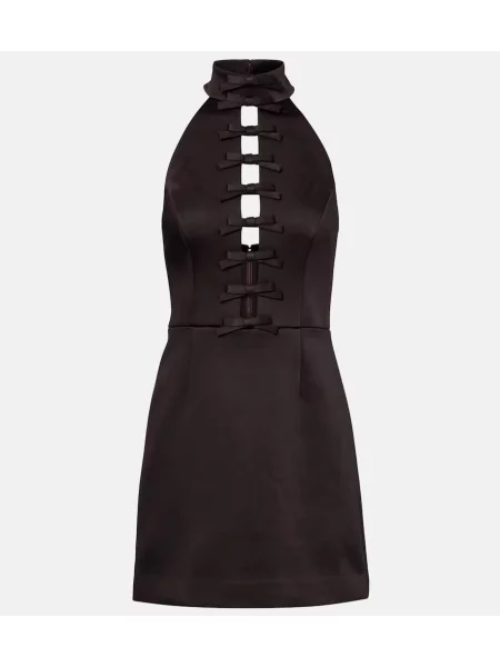 Rochie Rebecca Vallance cu funde cu gât halter maro